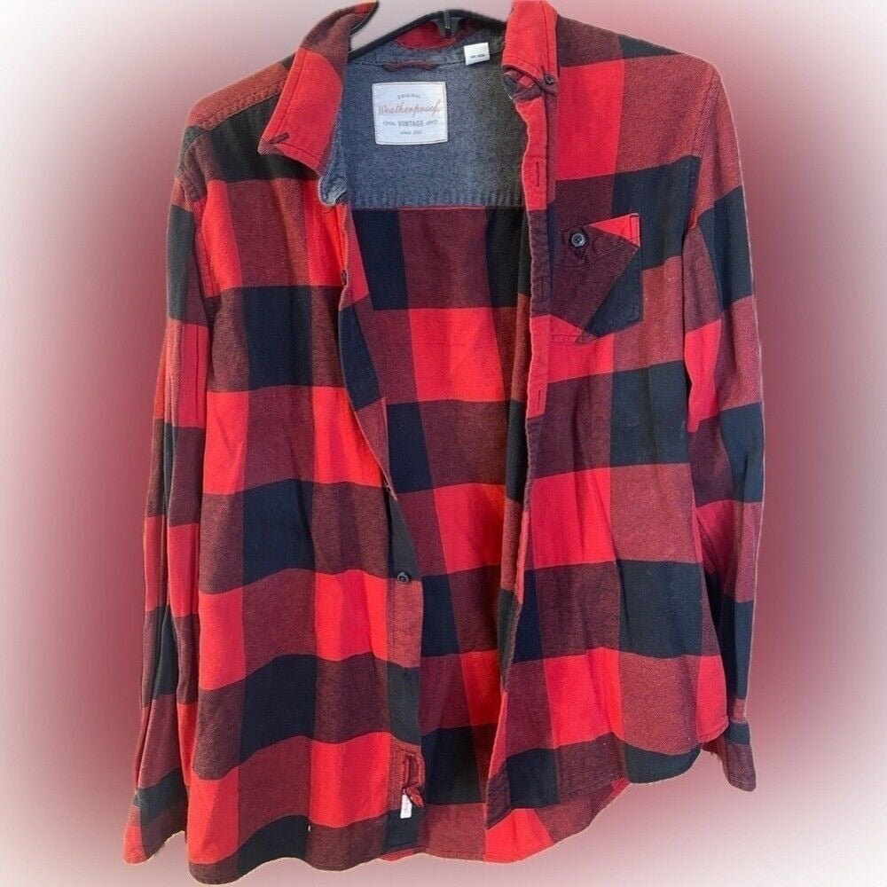 Original Weatherproof Vintage of 1948 Flannel Shirt Size Large Red & Black
