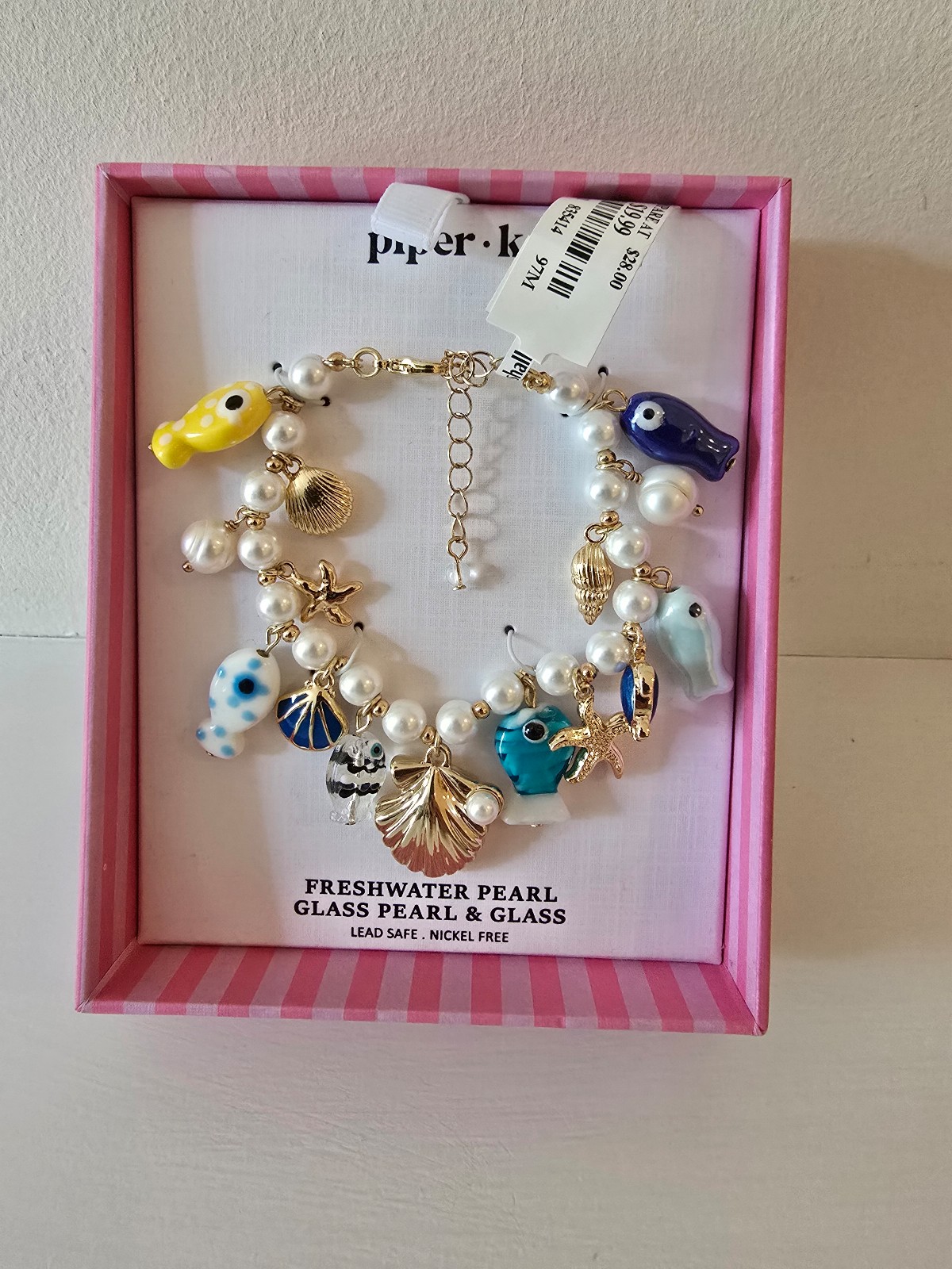 Piper K Ocean Charm Bracelet – Freshwater Pearl & Glass
