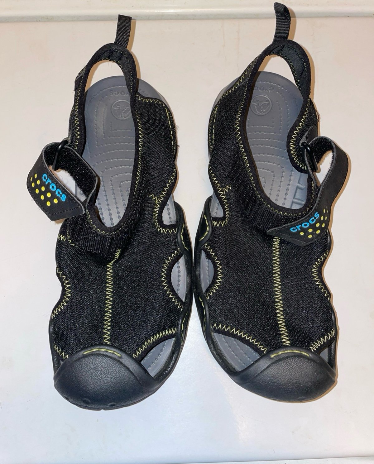 Crocs Swiftwater Black Mesh Fisherman Deck Sandals Men's Size 9