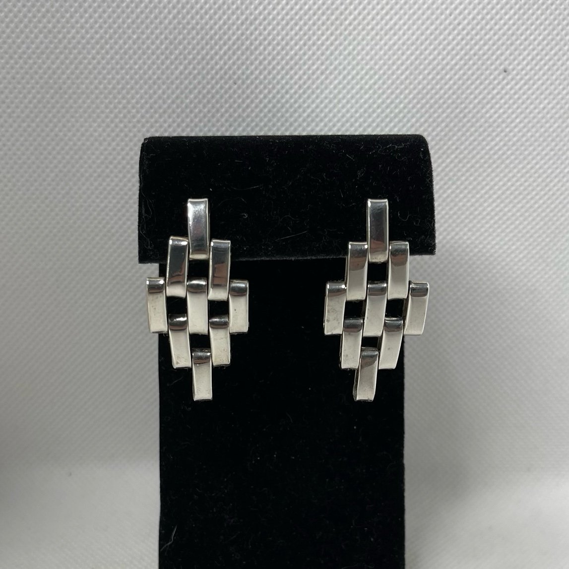 Teocalli Made in Mexico Sterling Silver Watch Link Splicing Earrings