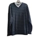 TOMMY HILFIGER Sweater Blue White Horizontal Stripes V-neck Pullover Large