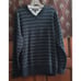 TOMMY HILFIGER Sweater Blue White Horizontal Stripes V-neck Pullover Large