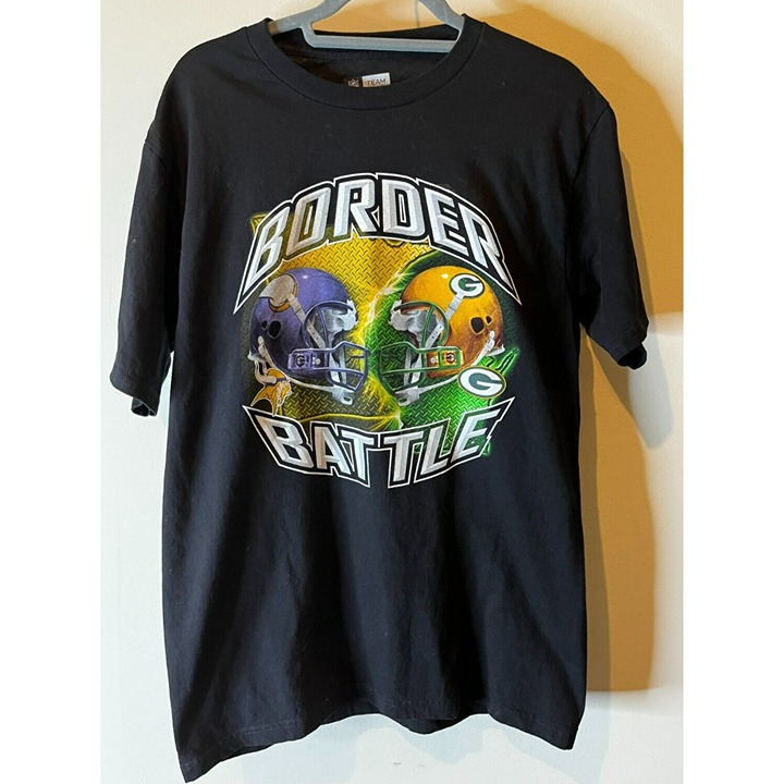 Border Battle Green Bay Packers Minnesota Vikings Shirt Medium NFL Apparel