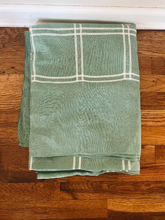 Vintage Green Linen Tablecloth