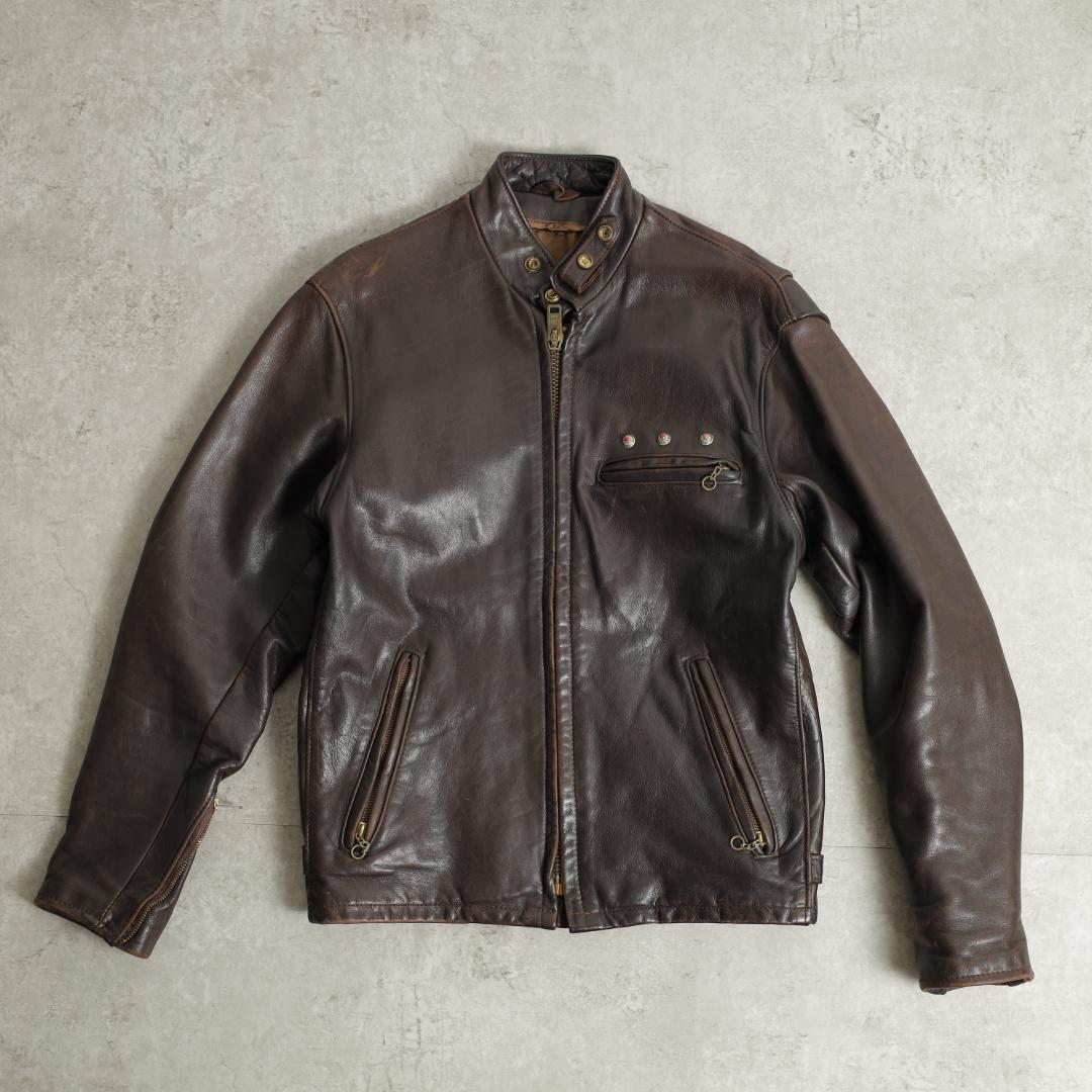 90s Schott Leather Single Riders Jacket, Dark Brown, Vintage