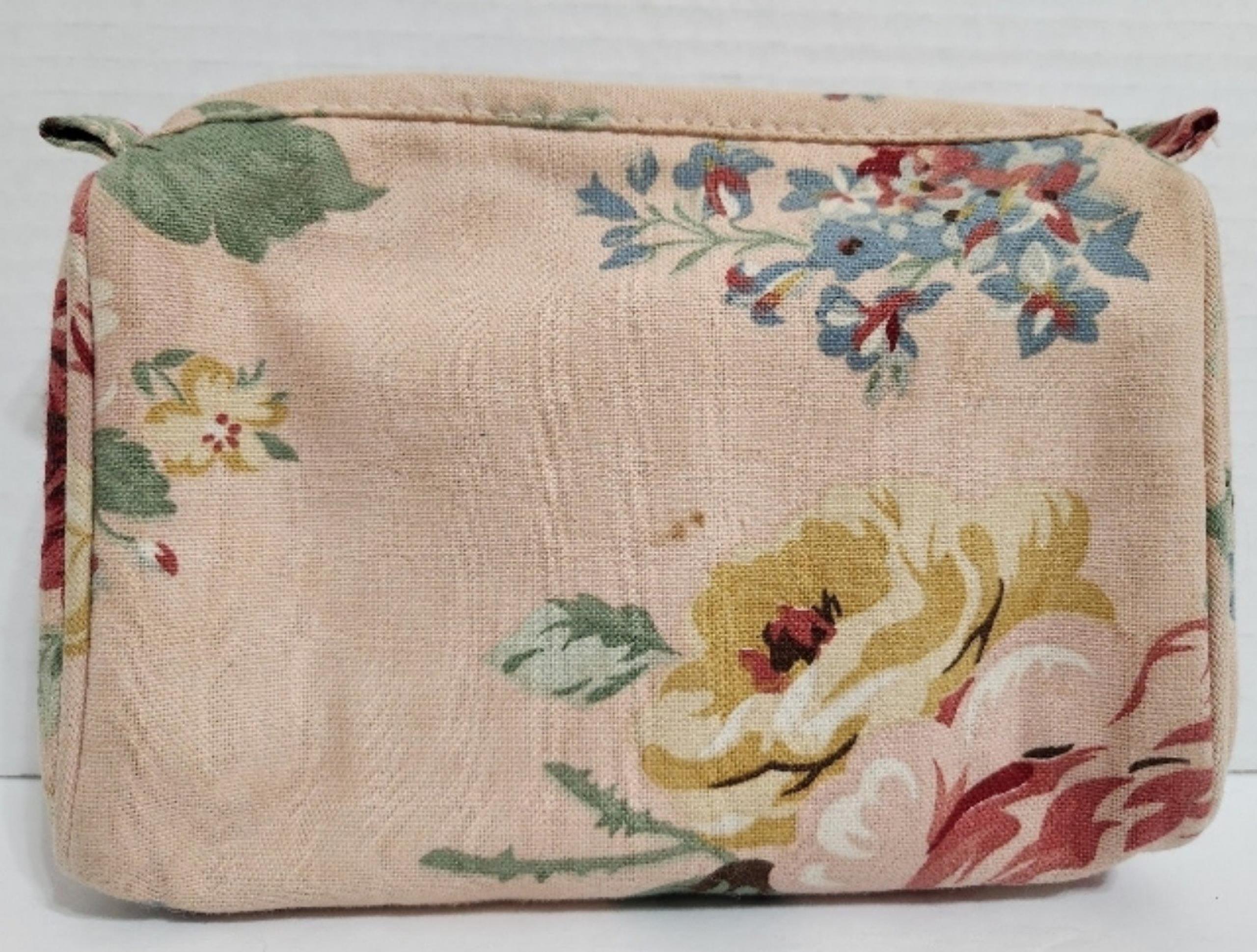 Vintage Ralph Lauren floral cosmetic makeup bag used