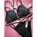 Victoria's Secret Racerback 36C BIKINI L Strappy Bottom BLACK gold hardware