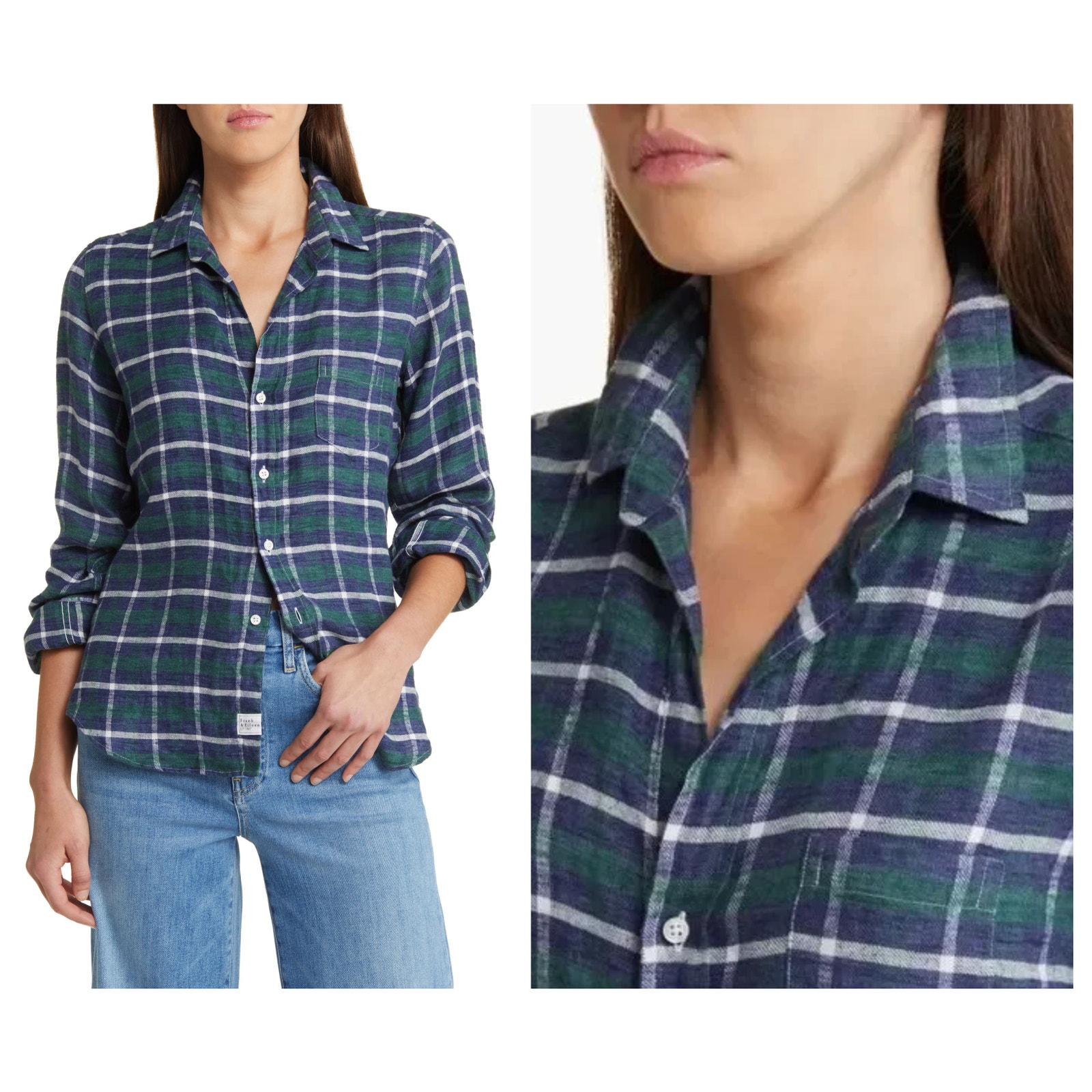 Frank & Eileen Barry Check Tailored Fit Cotton Button-Up Shirt Size Large