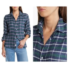 Frank & Eileen Barry Check Tailored Fit Cotton Button-Up Shirt Size Large