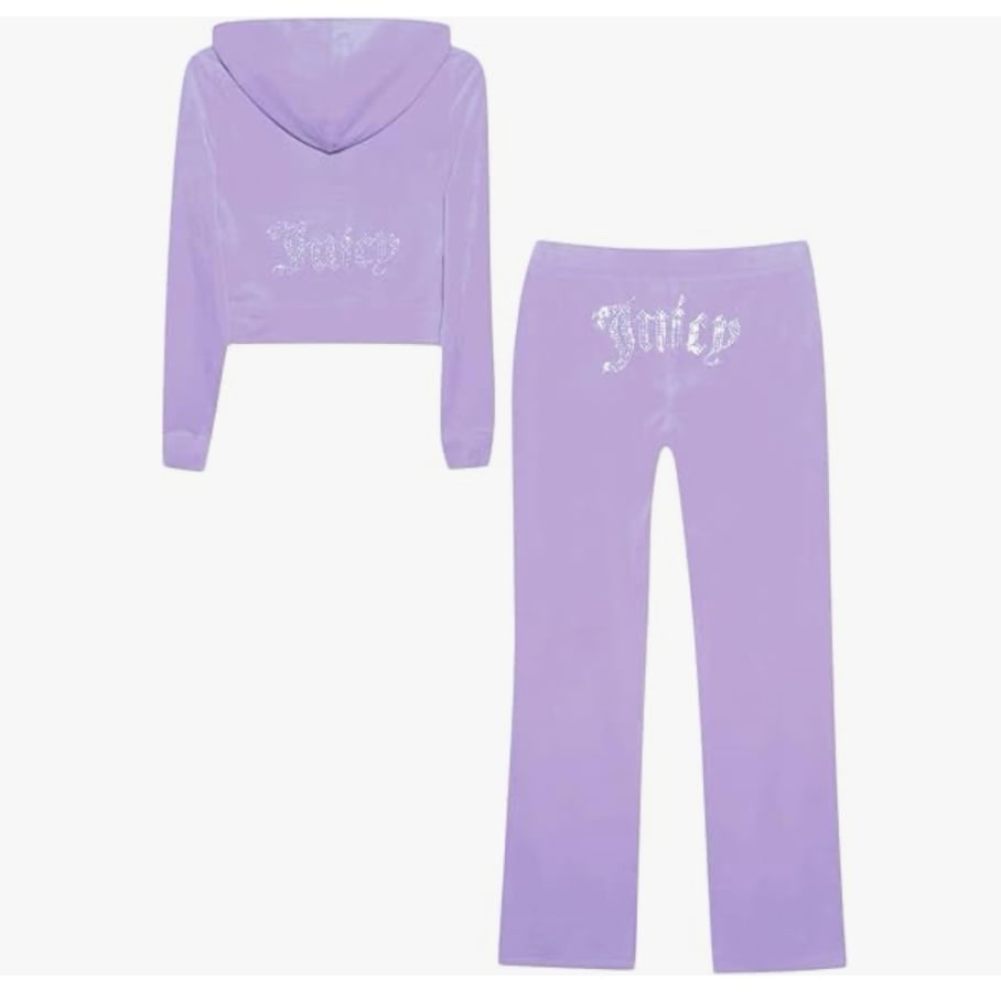 NEW Size Medium Juicy Couture Velour Zip Jacket & OG Big Bling Flare Track Pant