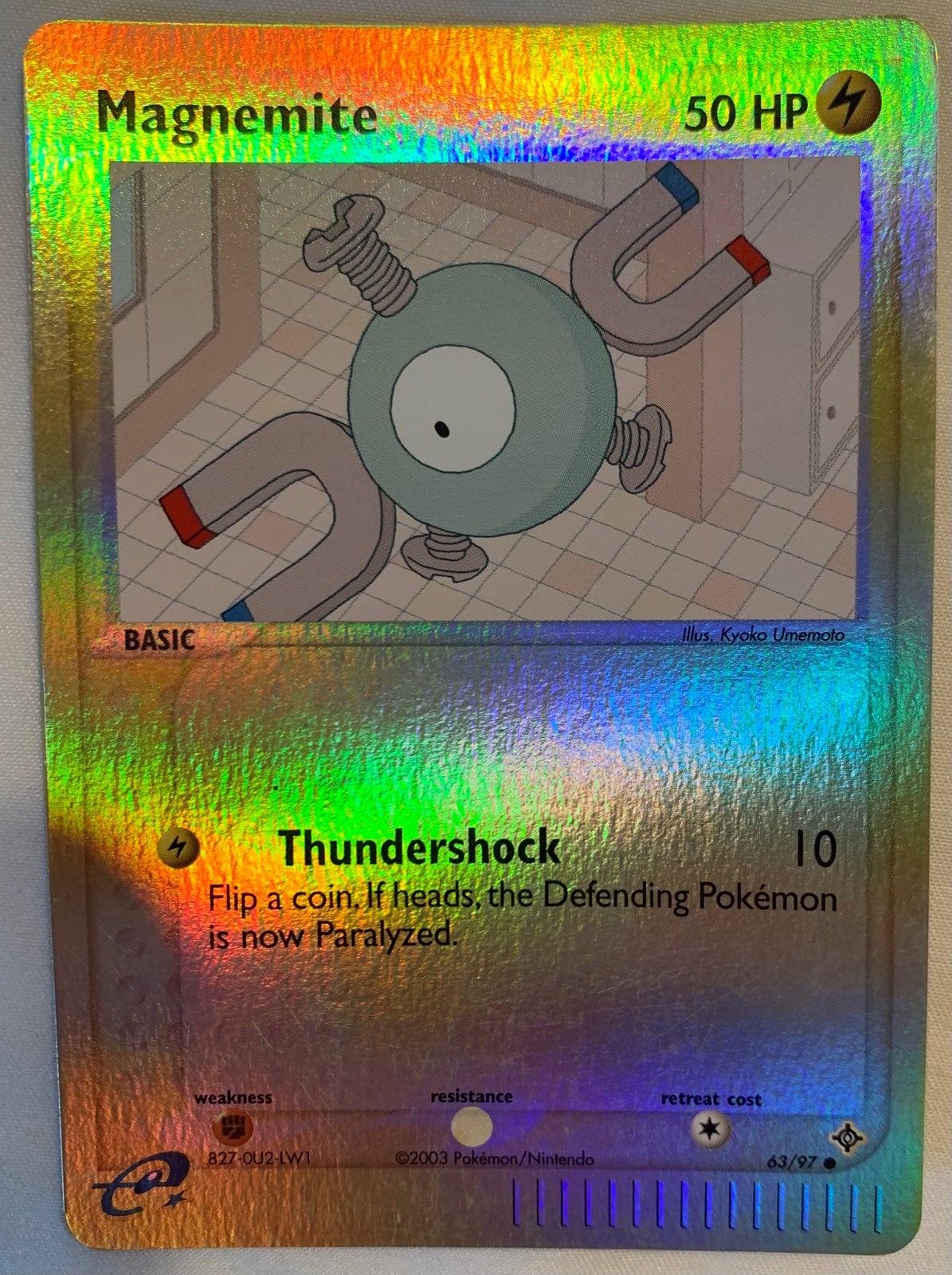 Magnemite Reverse Holographic Pokemon Card Fermi Bubbles Grading B
