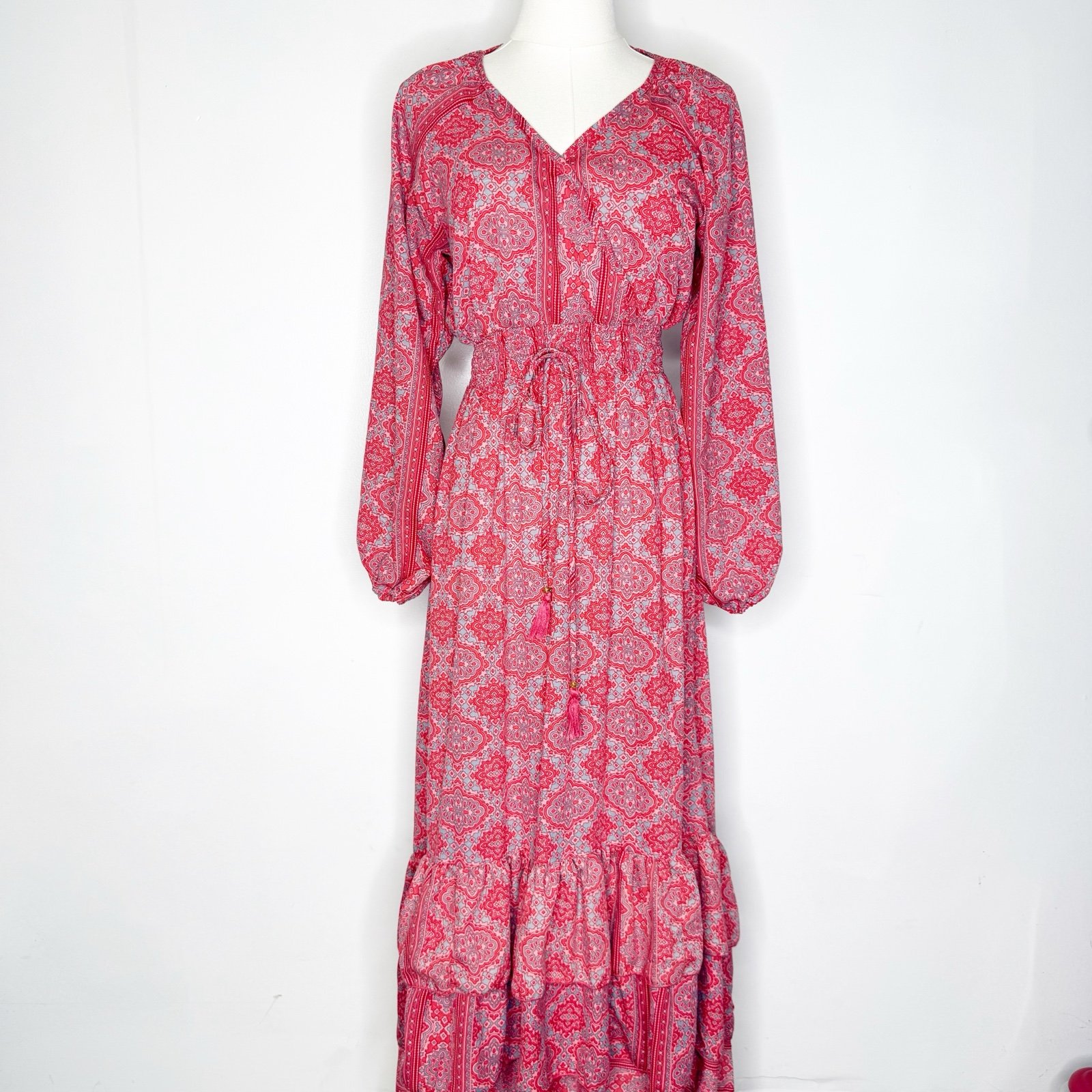 Boemo Anthropologie Faux Wrap Floral Midi Dress Size Small Petite