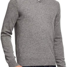 Neiman Marcus Men’s Gray Johnny collar athletic fit cashmere sweater Size XL NWT