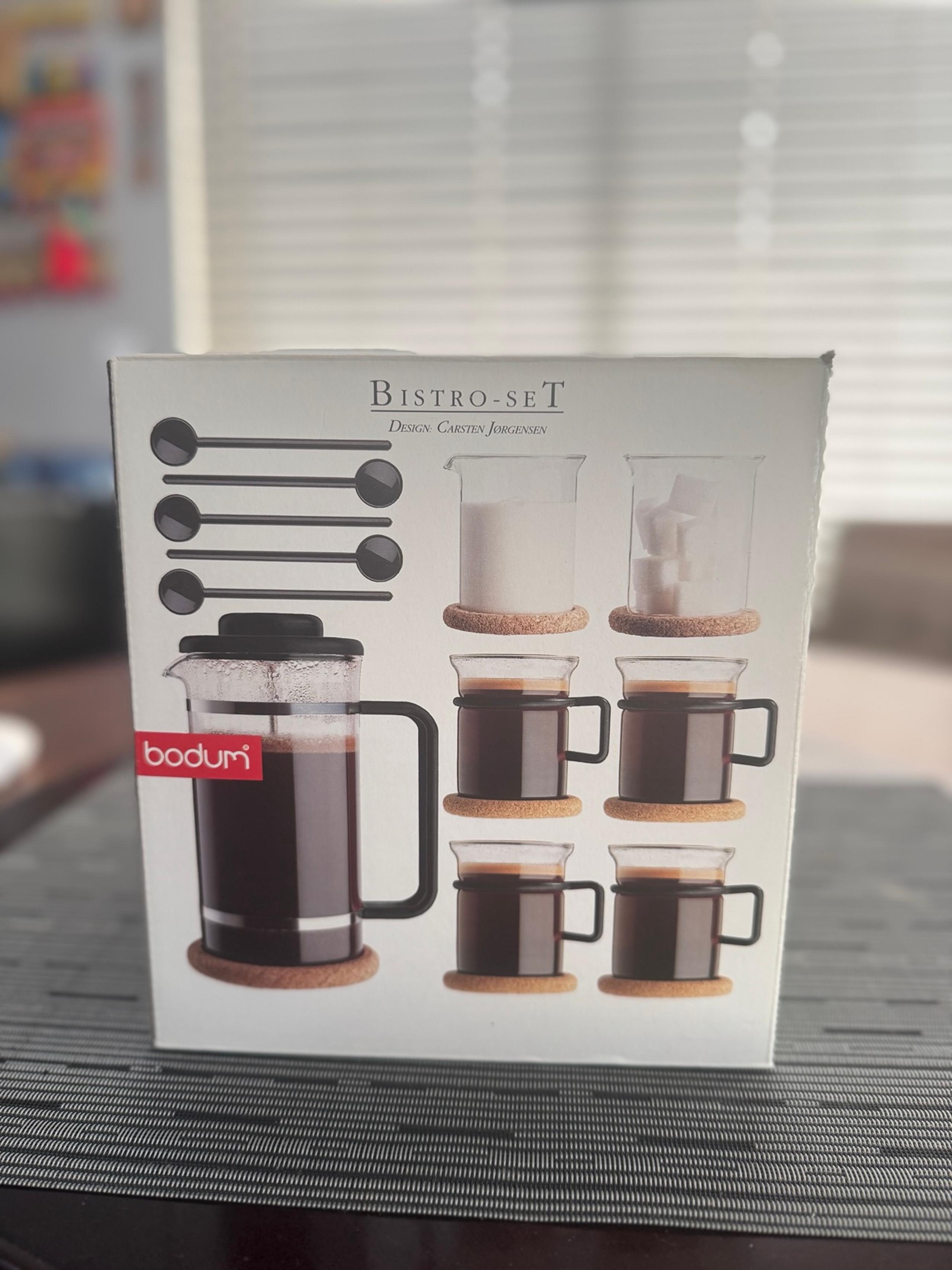 Bodum Bistro Set 1980’ 12 pc French Press Coffee Maker Open Box. Excellent Cond.