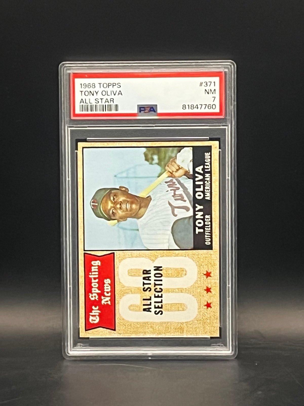 1968 Topps Sporting News All-Stars Tony Oliva #371 PSA 7 HOF Twins Baseball Card
