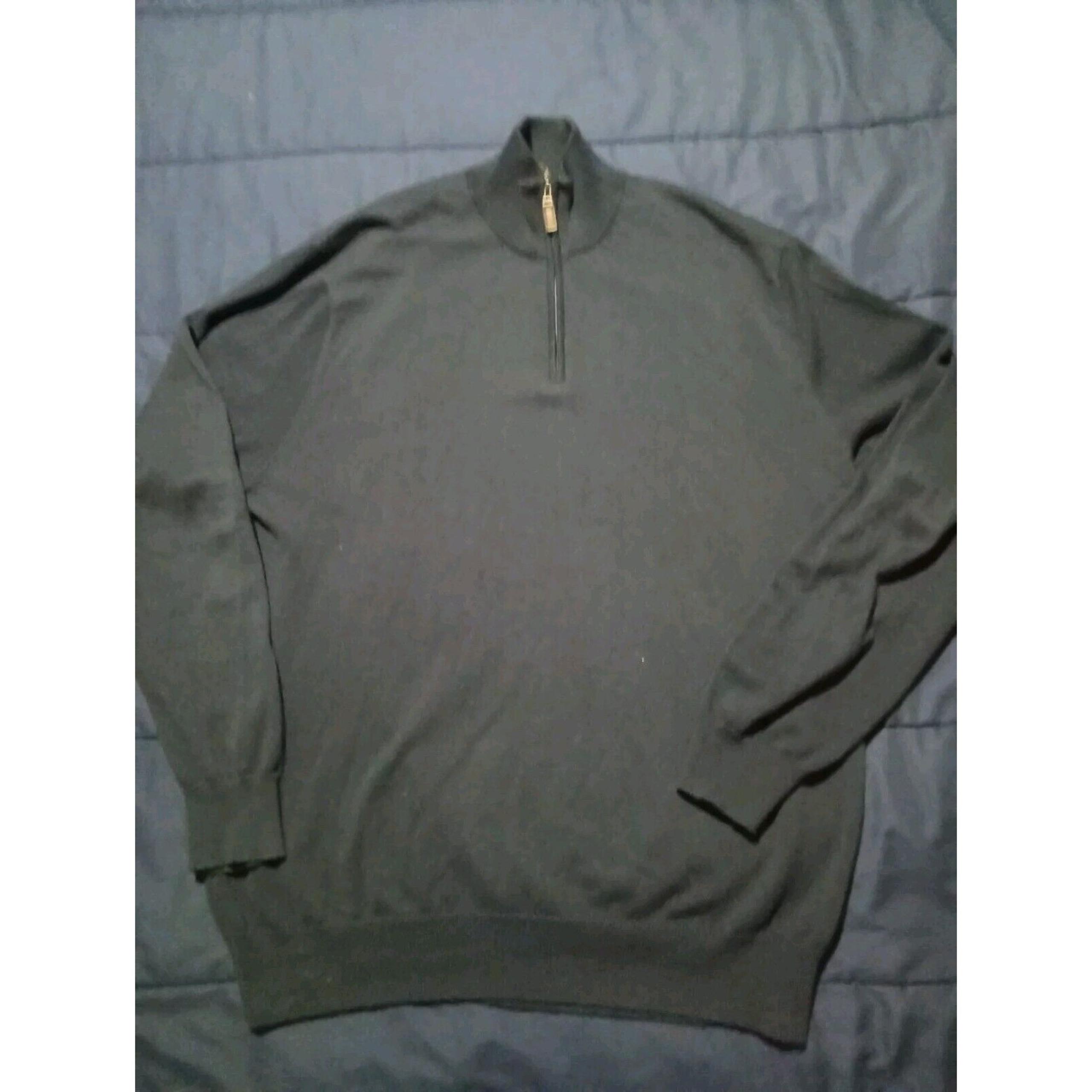 Jos. A. Bank Signature 1/4 Zip Sweater Mens XL Pima Cotton Black Knit X13