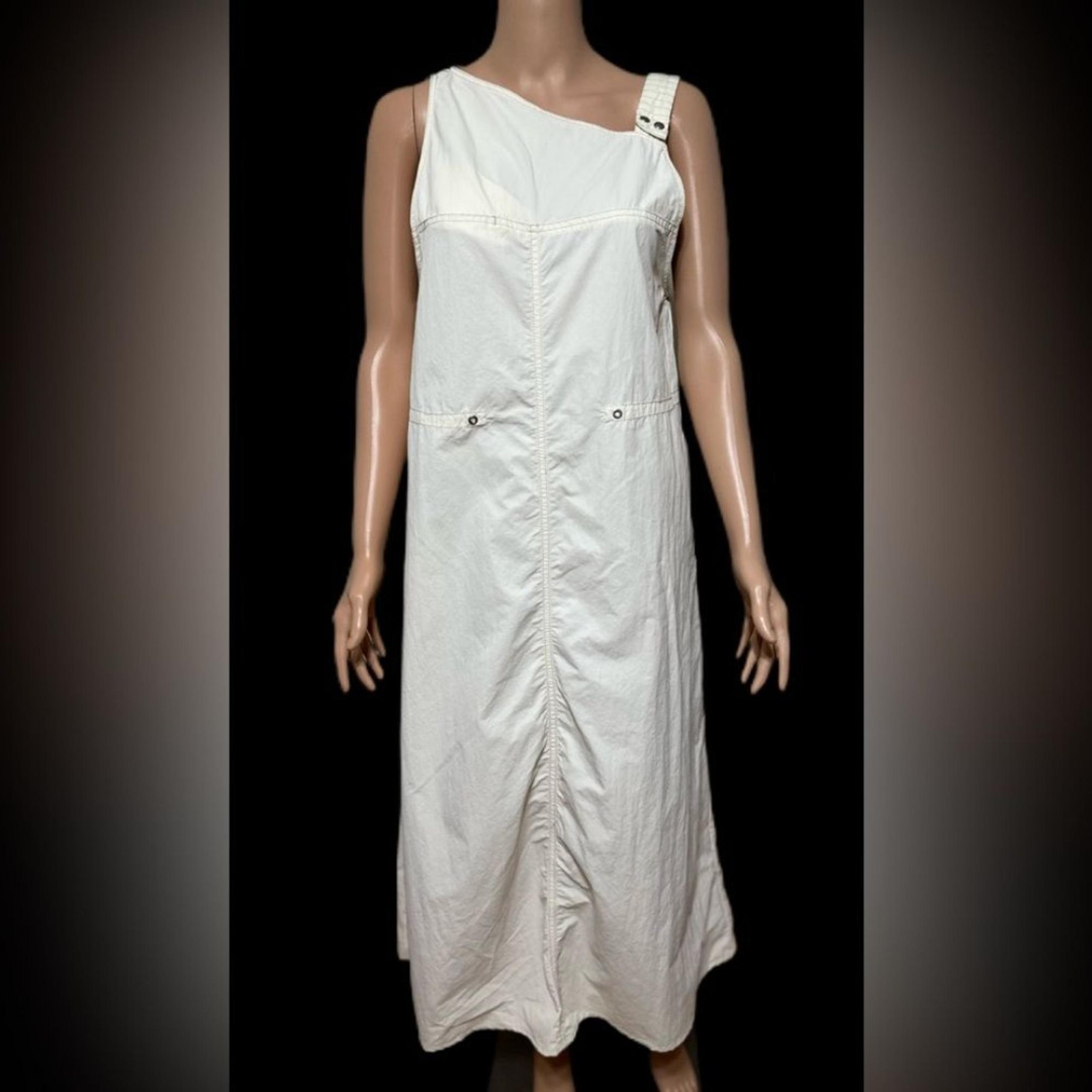 ZARA Dress M Ivory A-Line Nylon Maxi Sleeveless Long