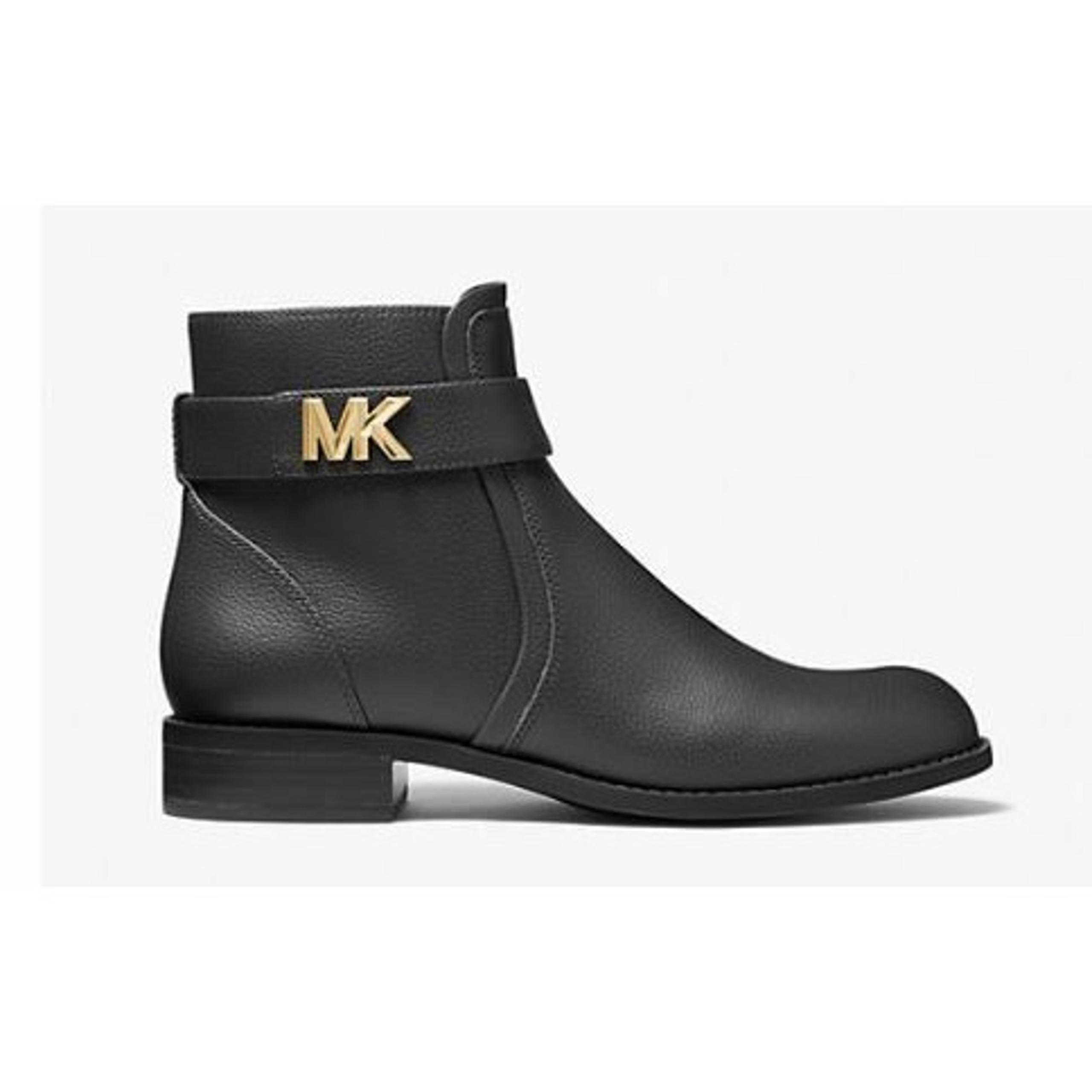 NEW Michael Kors MK Women's Boots Ankle Faux Pebbled Leather Black Size 8.5