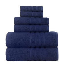 Rosyn Home Hotel Quality 100% Turkish Cotton 6 Piece Bath Towel Set Dark Blue
