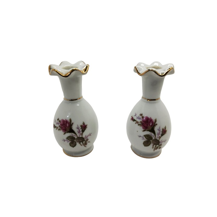 vintage set of 2 lipper & mann creations japan ruffle edge handpainted porcelain