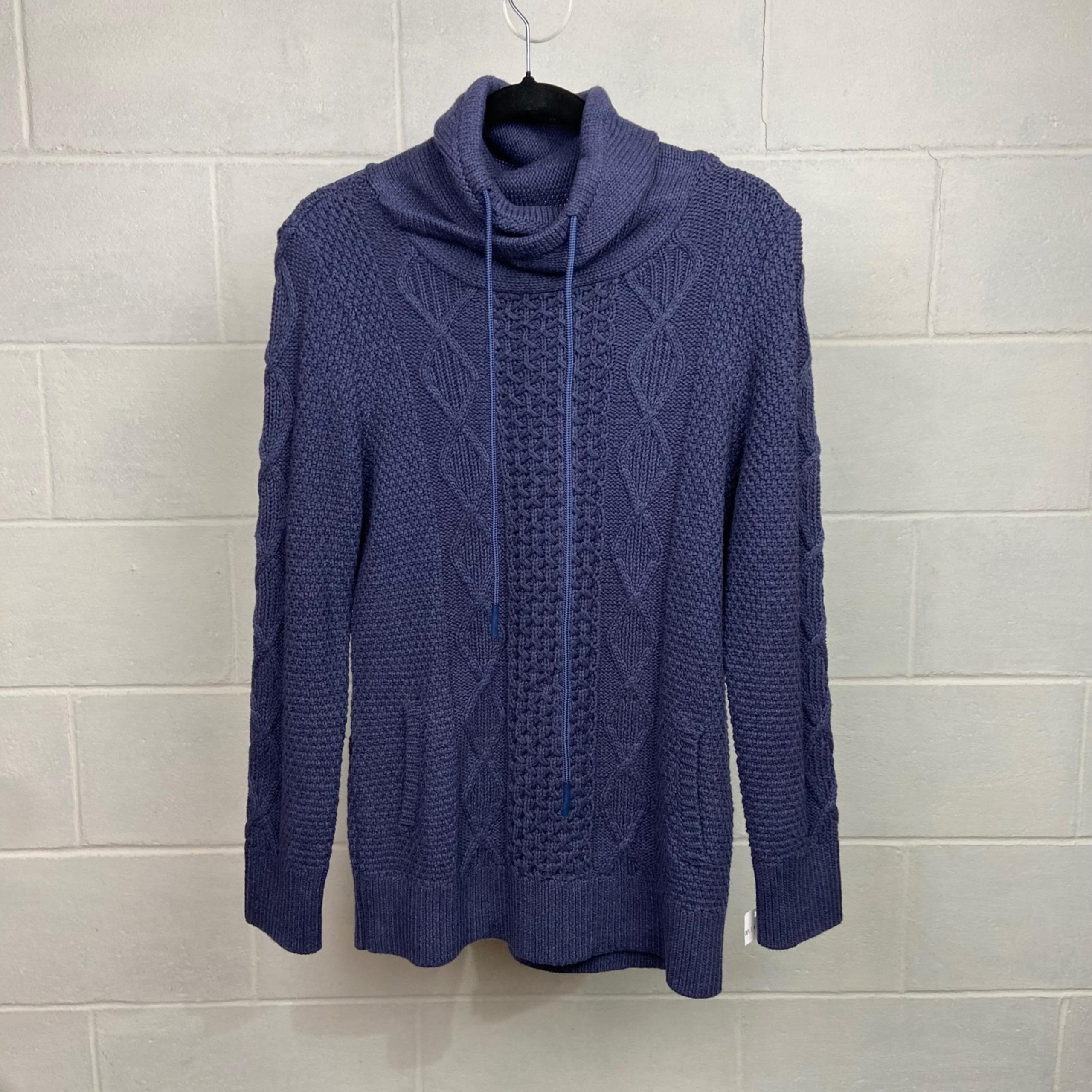 L.L. Bean Cotton Funnel Neck Sweater Womens Cable Knit Pullover Medium NWT