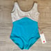 Yumiko Leotard - Silver velvet and Cyan (Discontinued!) Anna Duo, Size Small