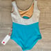 Yumiko Leotard - Silver velvet and Cyan (Discontinued!) Anna Duo, Size Small