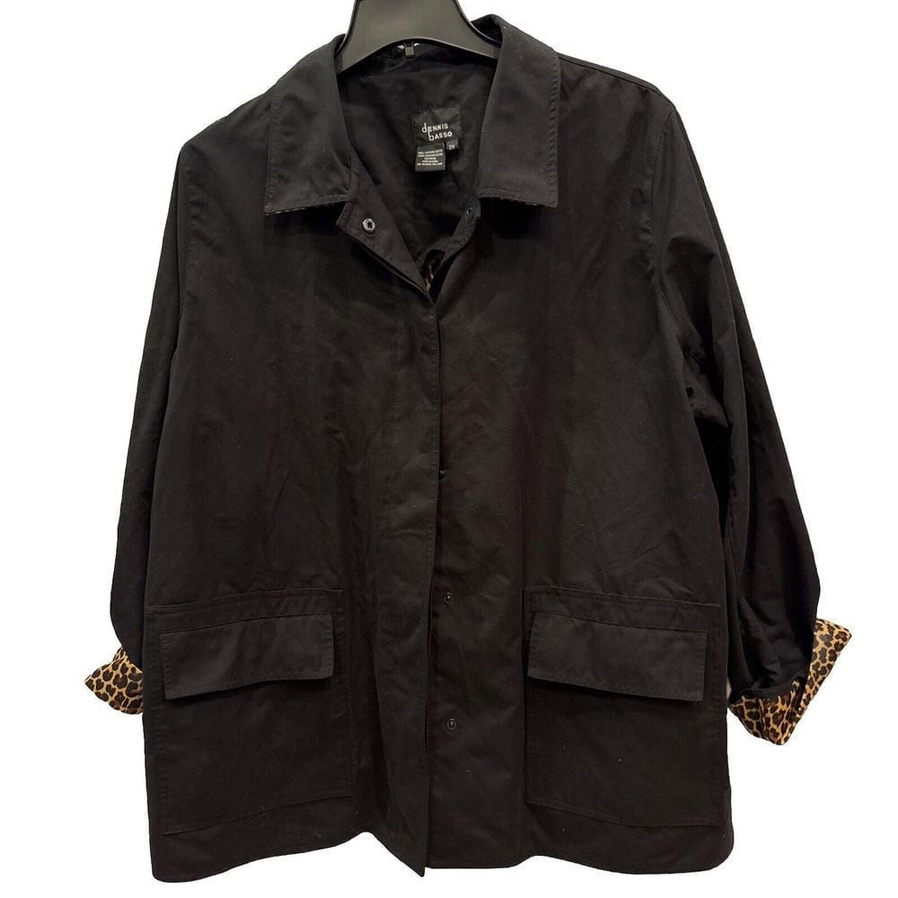 Dennis By Dennis Basso 2X Faux-Fur Leopard-Print/Black Reversible Jacket