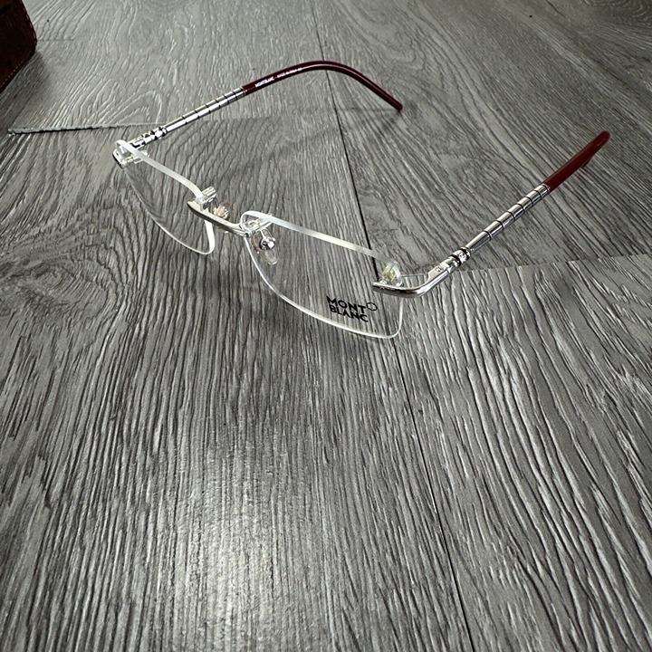 Mont Blanc MB195 F80 Silver/Burgundy Rectangle 52-17-140mm Full Rim Eyeglasses