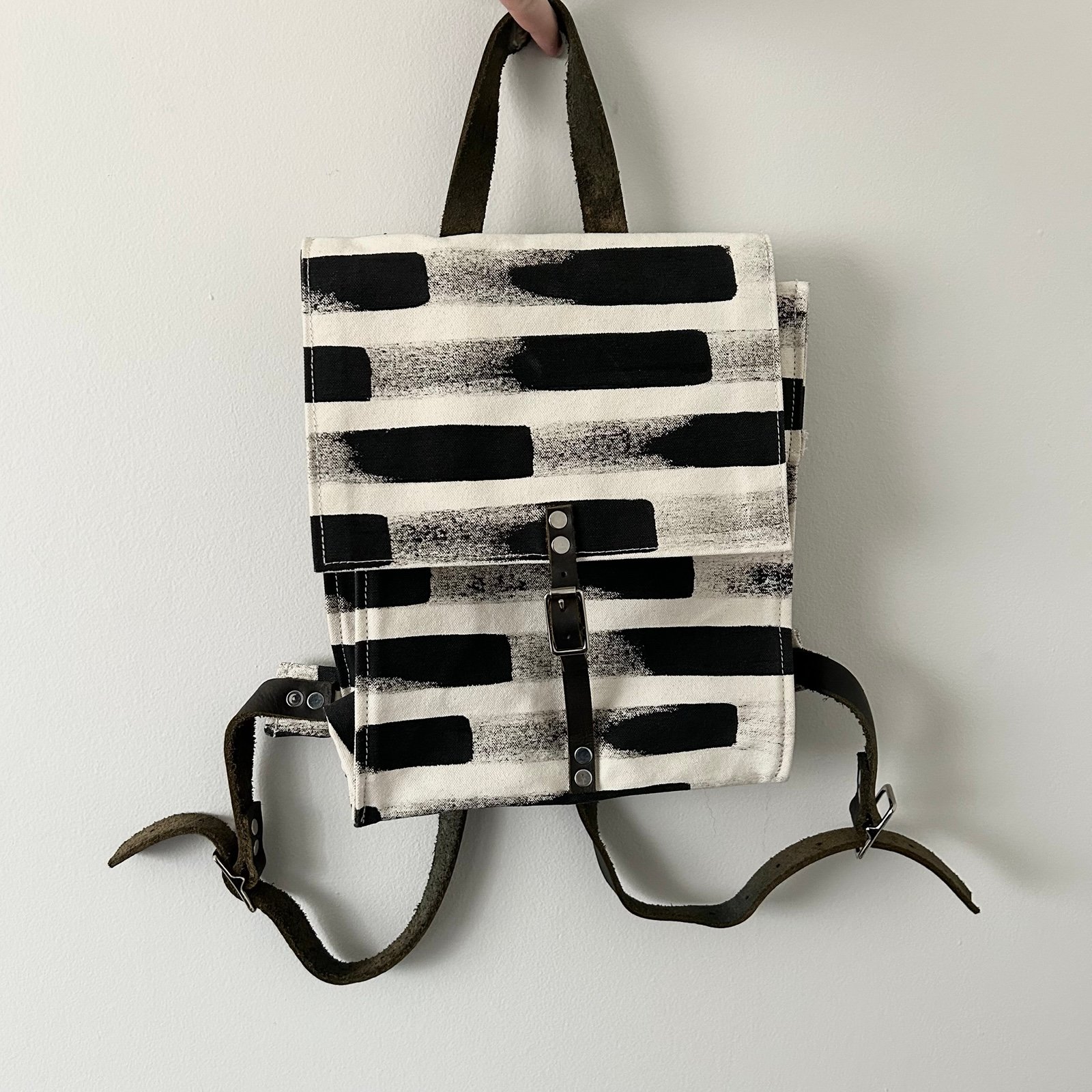 Julia Canright Painted Striped Canvas Backpack