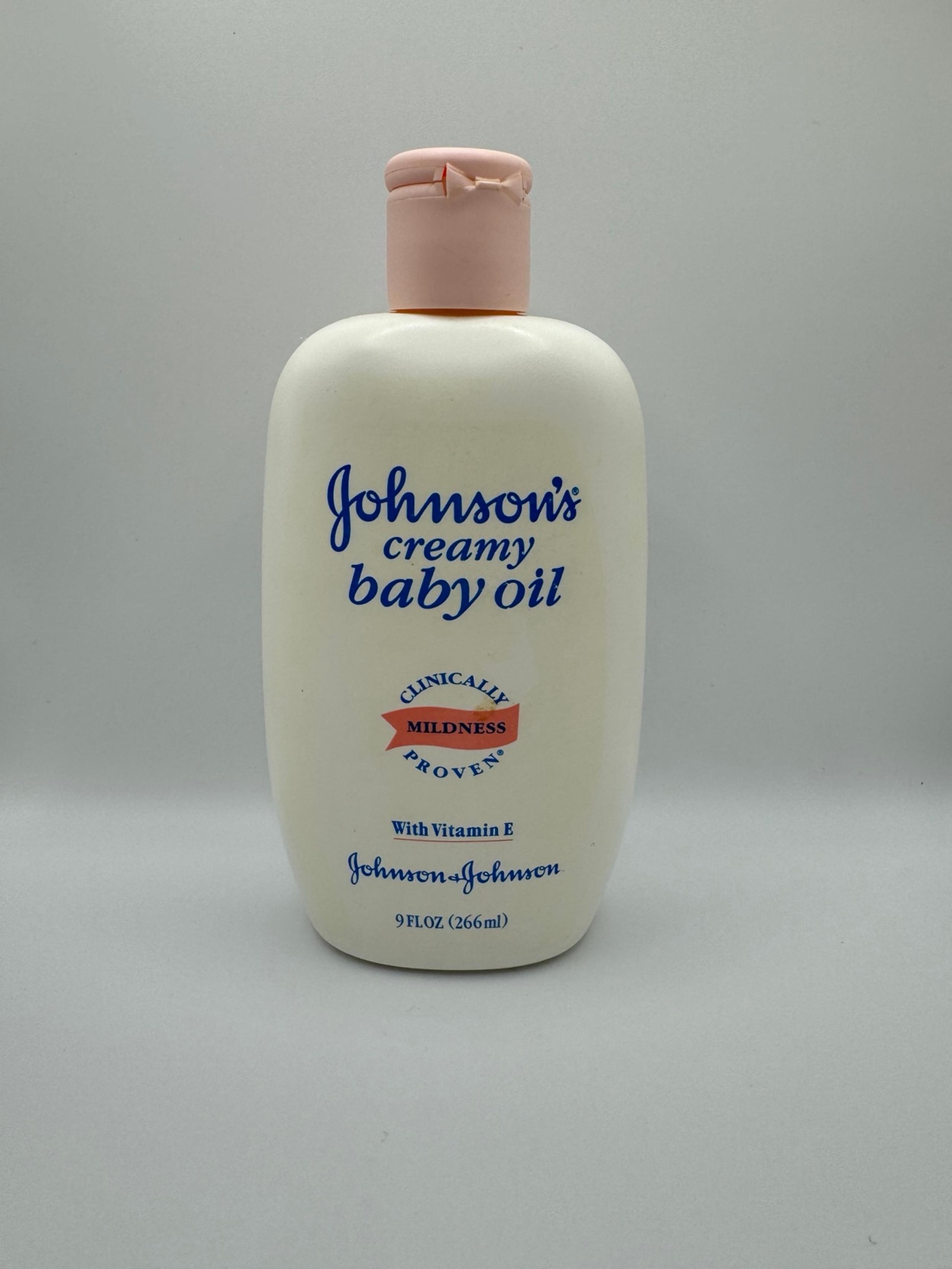 Vintage Johnson's creamy baby oil 1996 Discontinued 9 Oz OPENED 50% Full