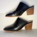 Madewell “The Harper” Mules Black Leather SZ 6.5 Slip-On Heeled Clogs Minimalist