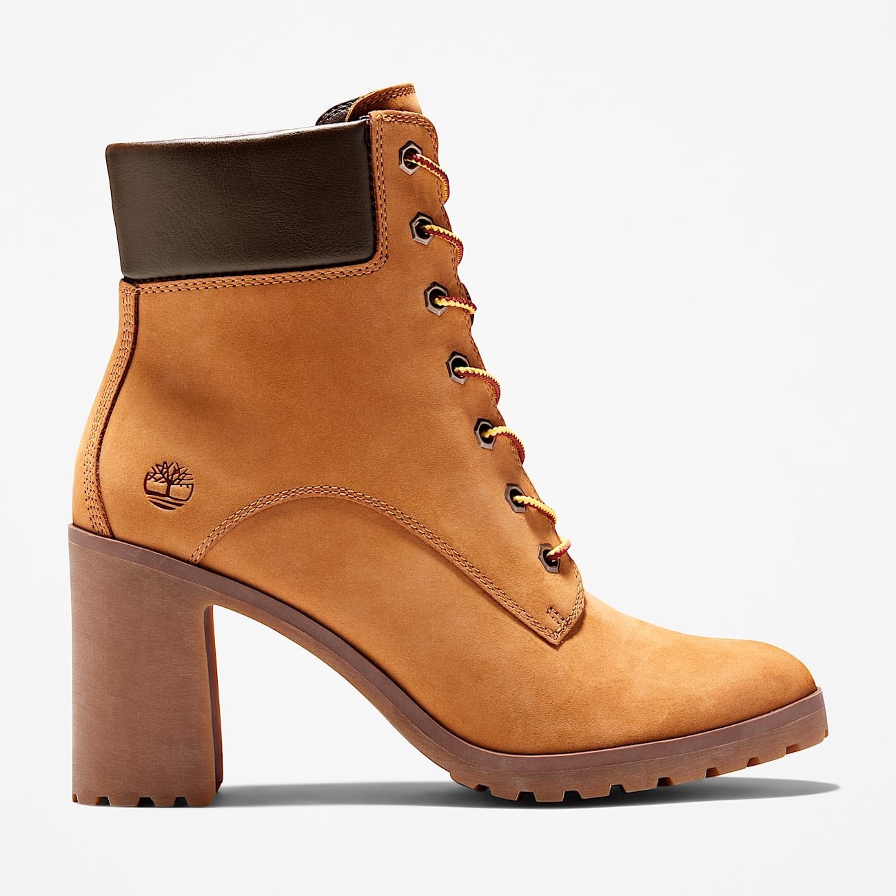 TIMBERLAND Womens Allington Mid Lace-Up Heel Boot Size 6 Wheat Tan Brown Leather