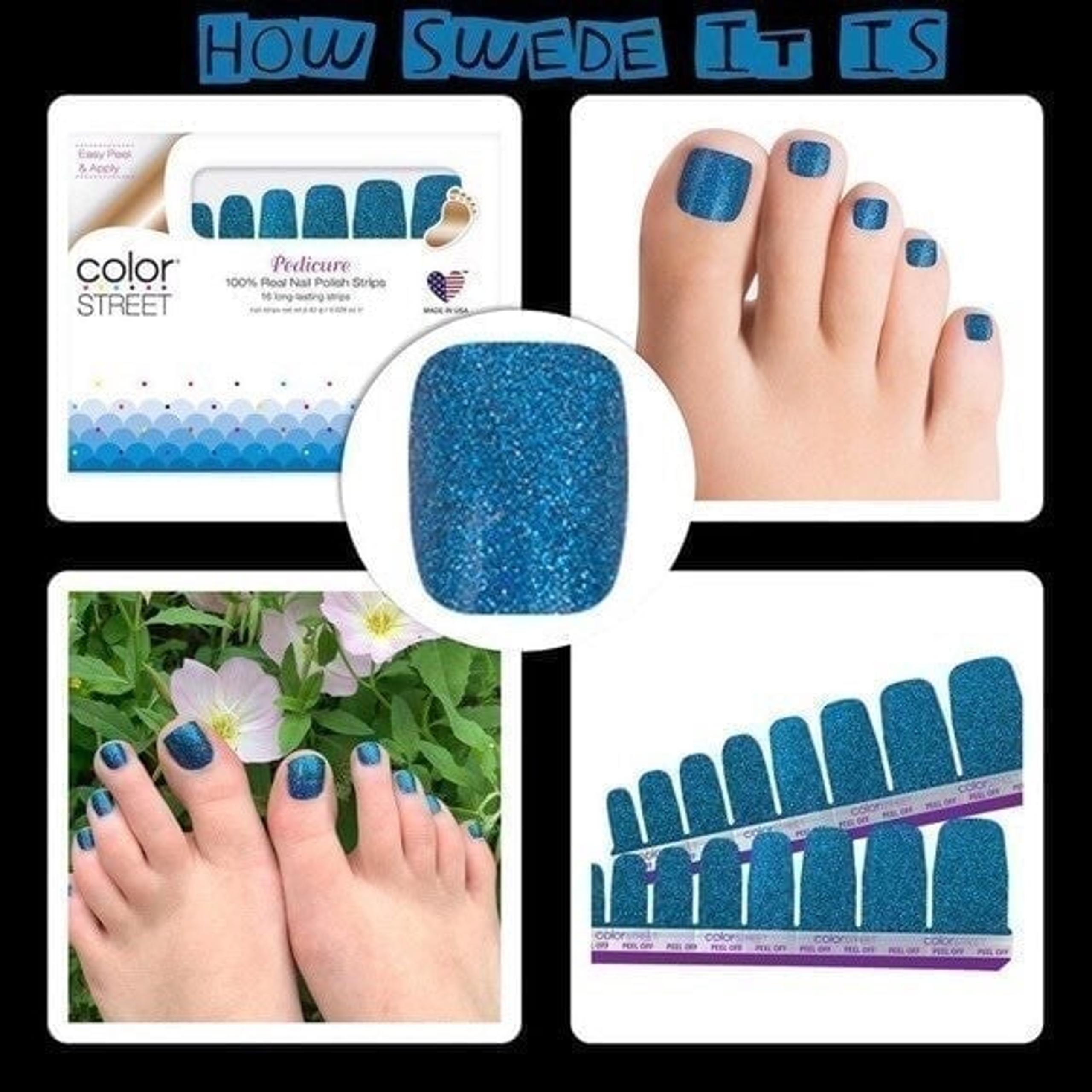 Color Street Nail Polish Strips Pedicure How Swede It Is, NEW, Retired