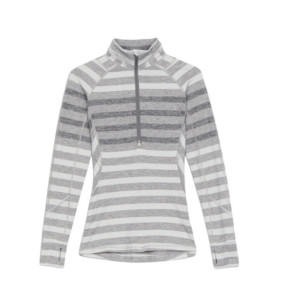 Lululemon Race Your Pace 1/2 Zip in Marshmallow Stripe Heathered Slate Size 4