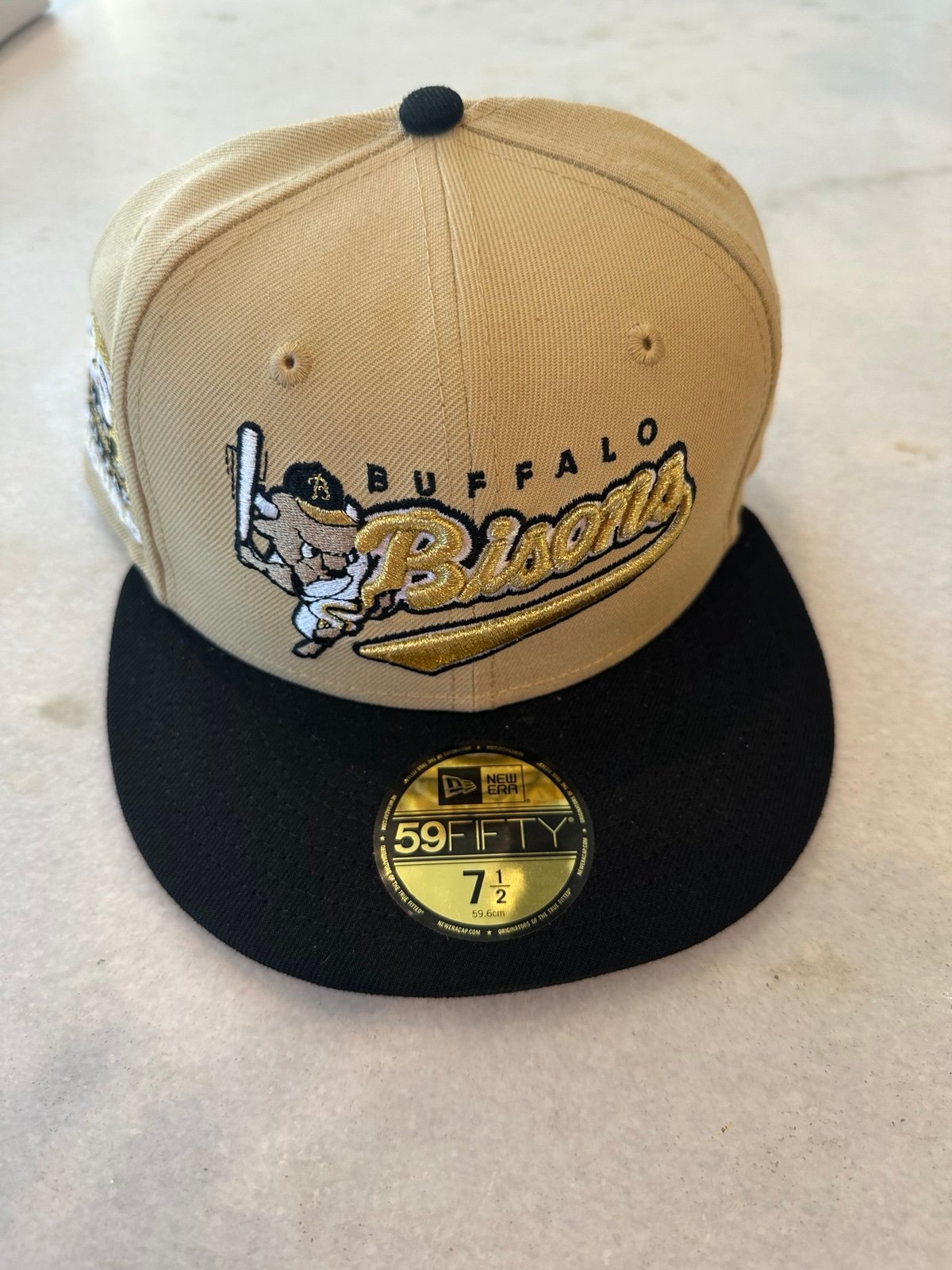 Khaki Buffalo Bisons 25th Annivesrsary 59fifty New Era Fitted Hat Cap 7 1/2