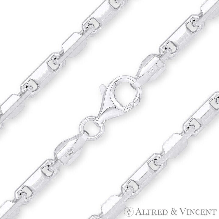 4mm Heshe Bar Link Italian Chain Necklace in .925 Sterling Silver - 20