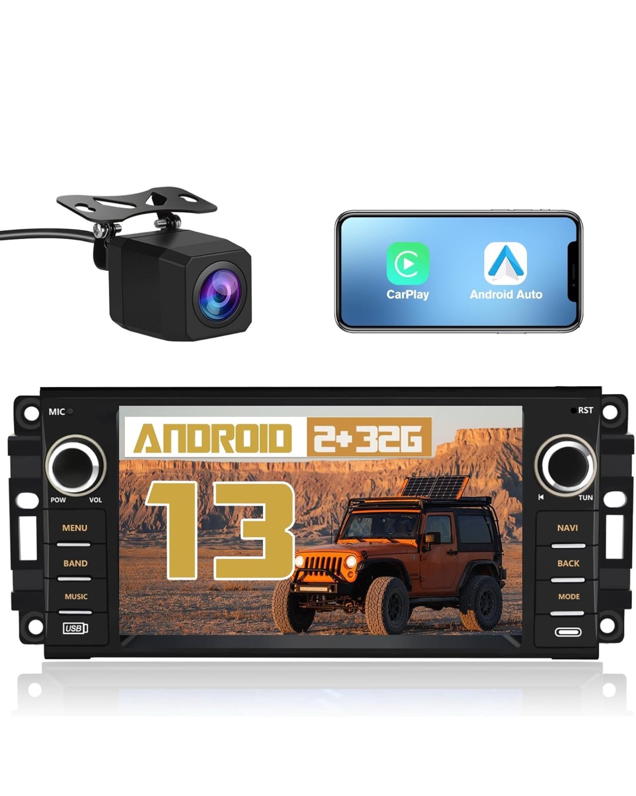 AWESAFE Android Car Stereo for Jeep Wrangler Radio Chrysler Dodge Ram 1500 with