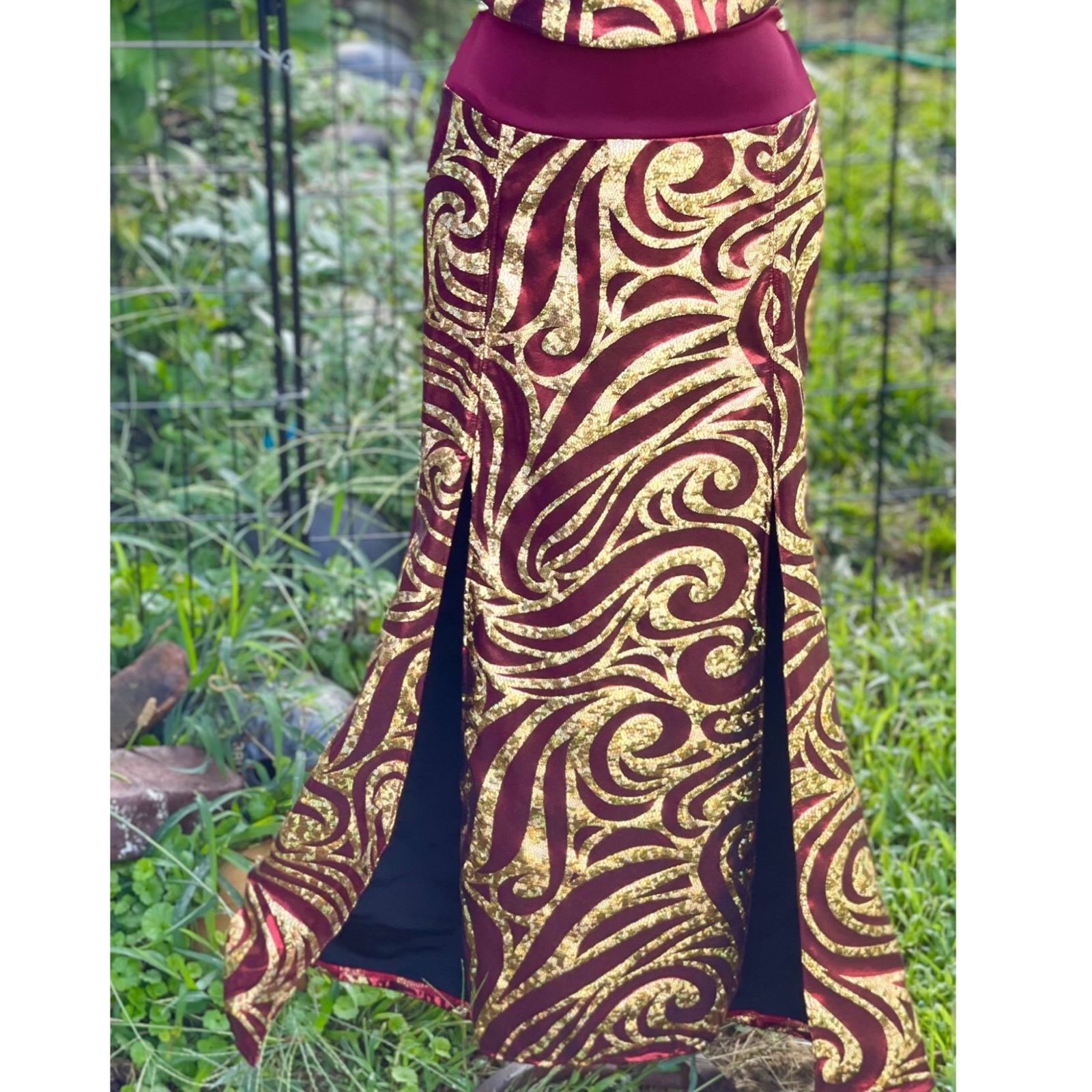 New Holographic Swirl Split Maxi Skirt 1OAK Small