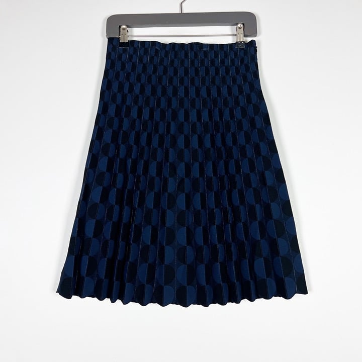 NEW Akris Punto Half Dot Pola Dot Print Pattern Pleated A Line Midi Skirt 6