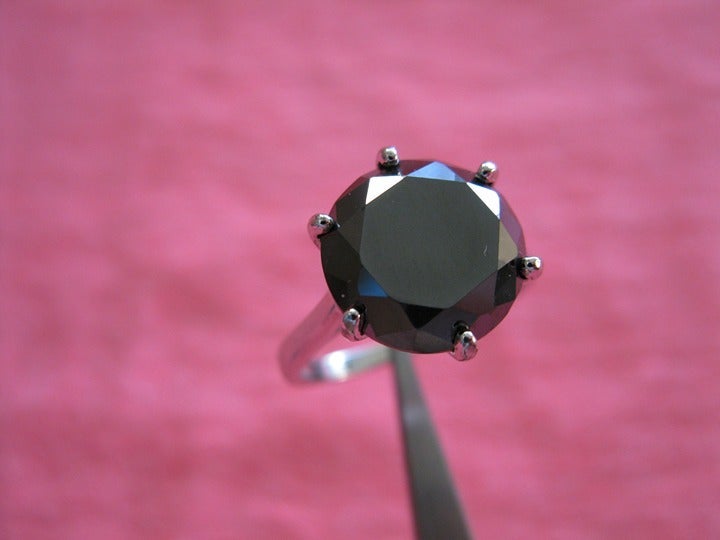 4.86ct REAL NATURAL BLACK DIAMOND RING,CERTIFICATE AUTHENTICITY ,Sz 5,6,7,8,9,10