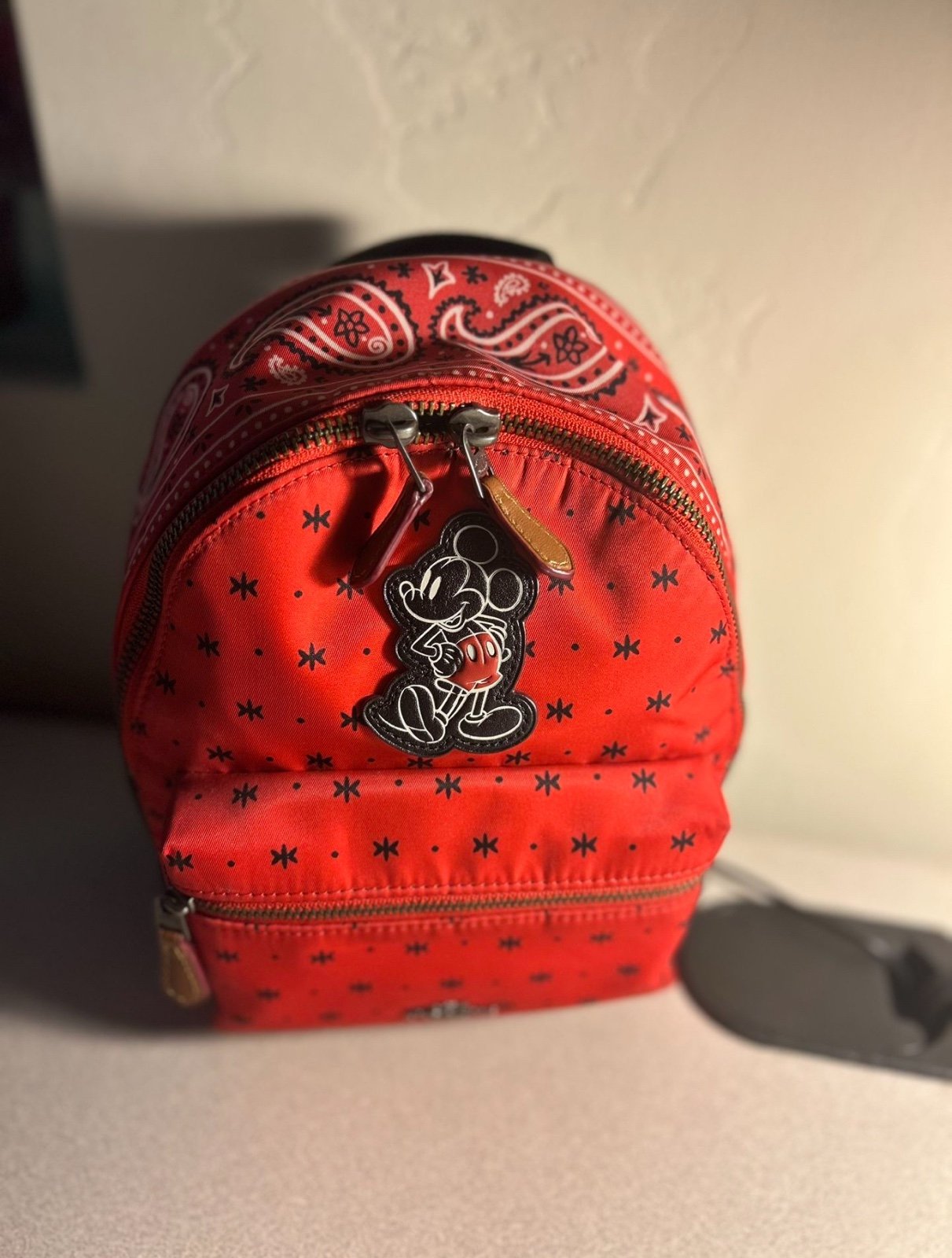 New Coach Red Mickey Mouse Mini Backpack