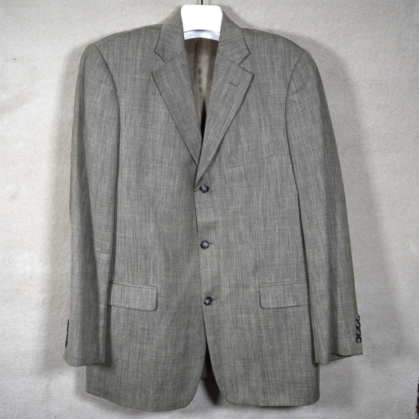 Alan Flusser Brown Herringbone 3 button Sports Jacket Italian Fabric Sz 44L