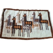 Woven wool tapestry llama Peruvian vintage