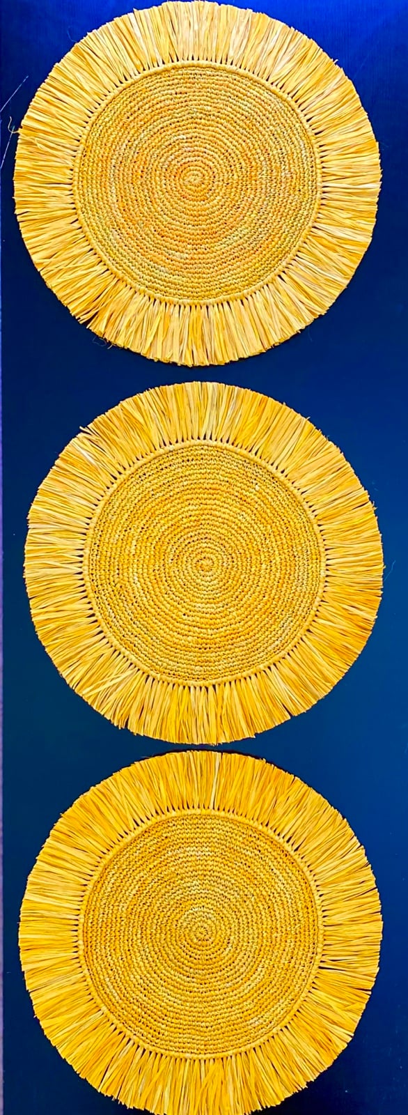 Set of 6 Rafia Fringe Placemats