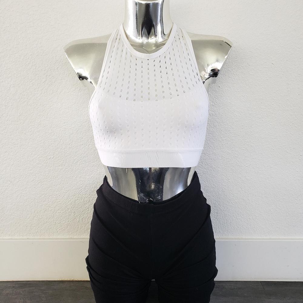 White | ALALA | Perforated Cross Back Sport Bra