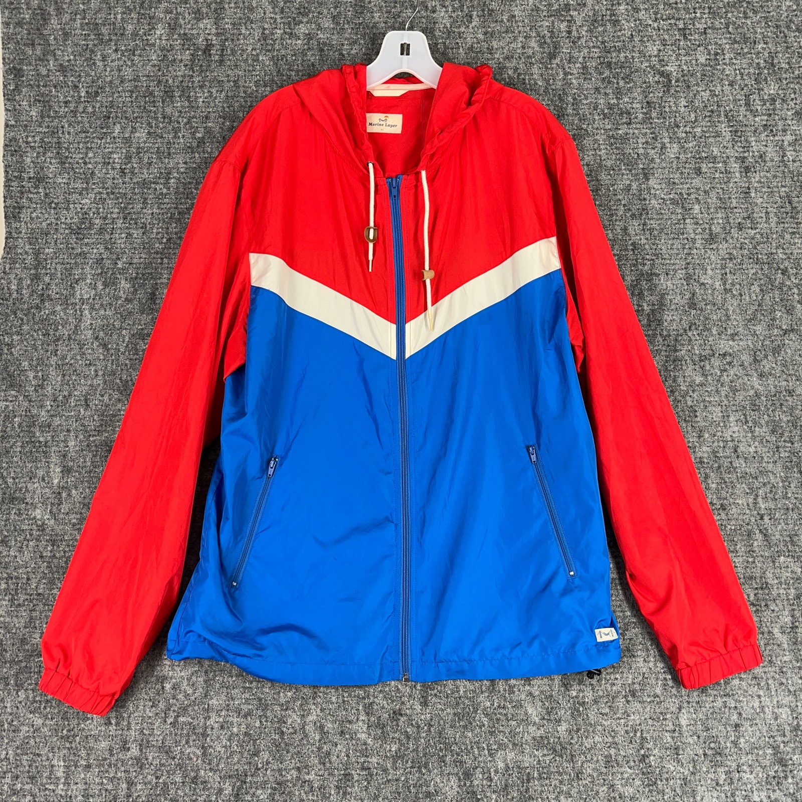 Marine Layer Windbreaker Mens Extra Large Colorbloack Hooded Zip Up Preppy Club