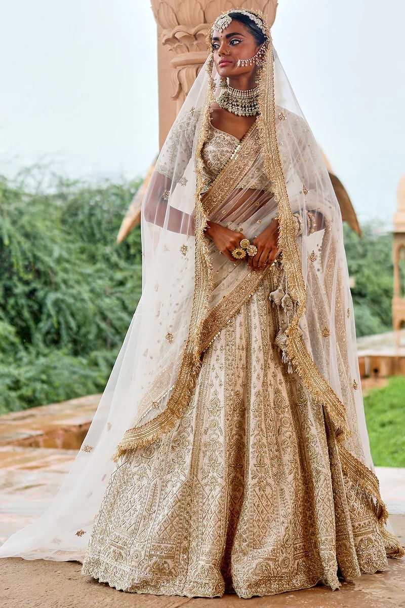 White Bridal Luxury Lehenga Set