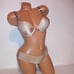 Victoria Secret Bra Set 34B Bombshell Push Up Small Panty Beige Shine Strap New