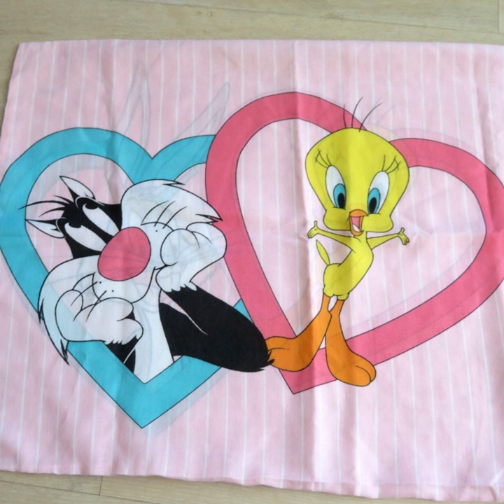 Vintage 1996 BIBB 1 Standard Pillowcase Tweety Sylvester Bugs Bunny Reversable